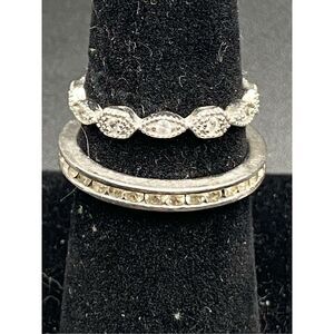 Sterling silver 925 Cz rings one channel set eternity band one filigree style